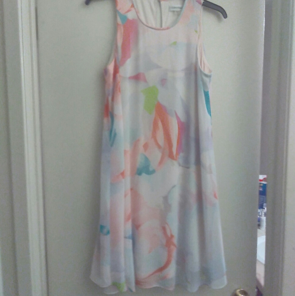 Calvin Klein Sheer Lined Short Dress Size 10 P